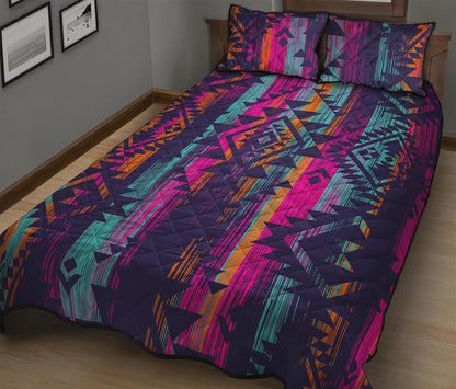 Native Tribal Aztec Pattern Print Quilt Bed Set