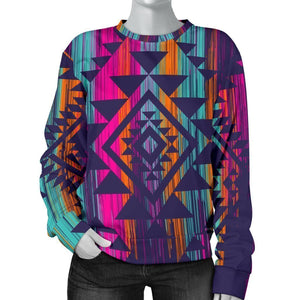 Native Tribal Aztec Pattern Print Women's Crewneck Sweatshirt GearFrost