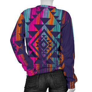 Native Tribal Aztec Pattern Print Women's Crewneck Sweatshirt GearFrost