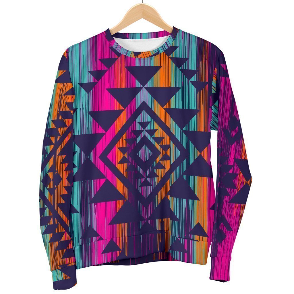 Native Tribal Aztec Pattern Print Women's Crewneck Sweatshirt GearFrost