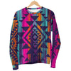 Native Tribal Aztec Pattern Print Women's Crewneck Sweatshirt GearFrost