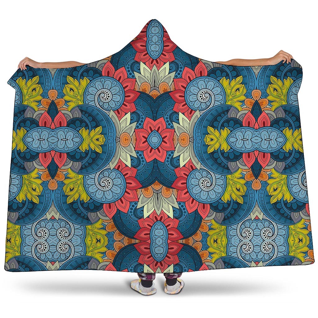Native Tribal Bohemian Pattern Print Hooded Blanket