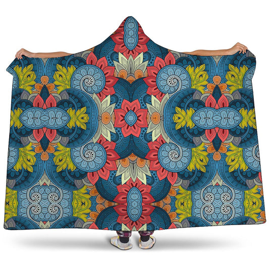 Native Tribal Bohemian Pattern Print Hooded Blanket