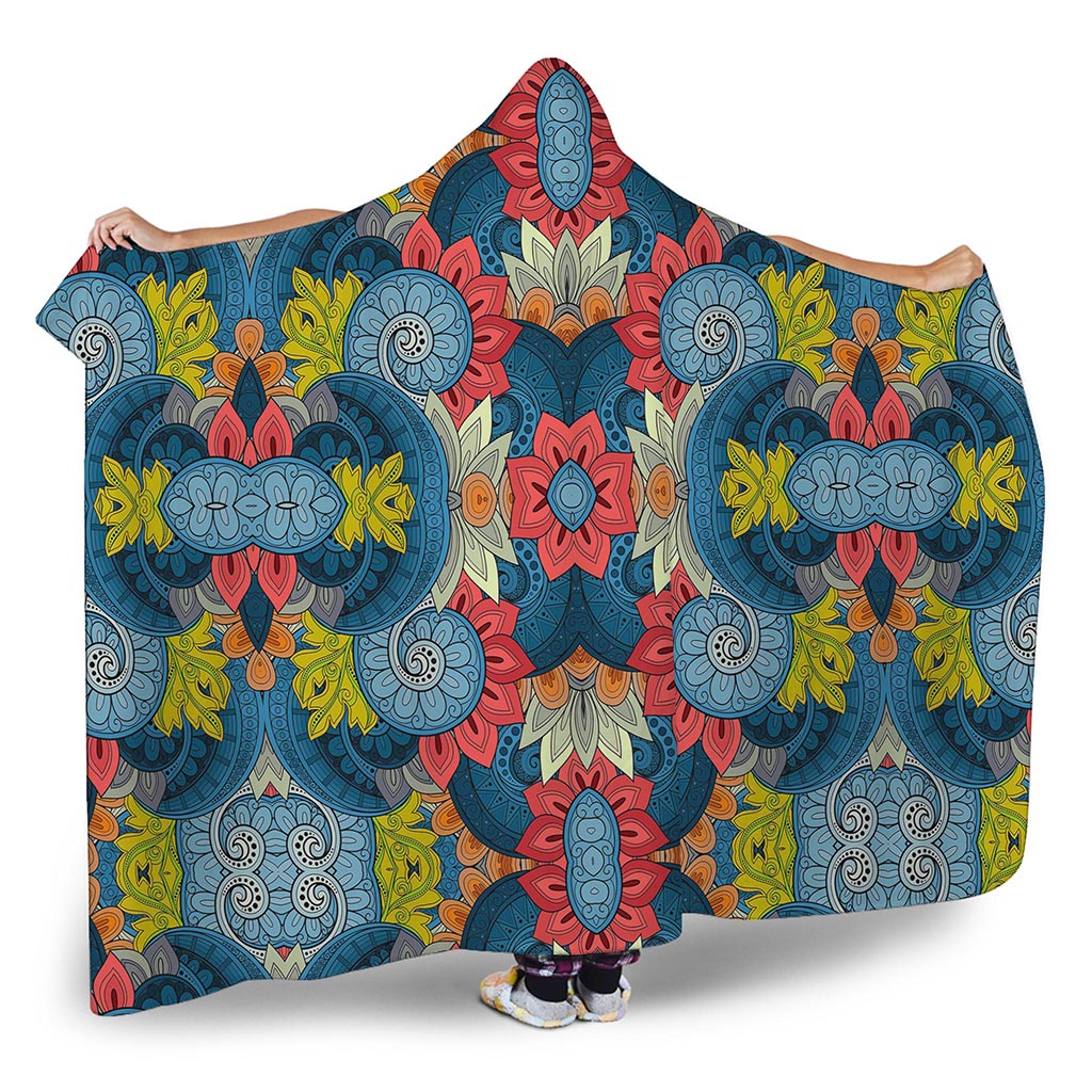 Native Tribal Bohemian Pattern Print Hooded Blanket