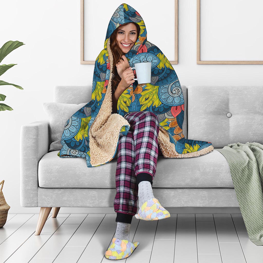 Native Tribal Bohemian Pattern Print Hooded Blanket