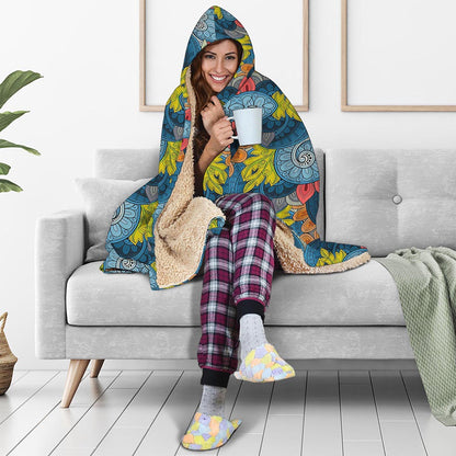 Native Tribal Bohemian Pattern Print Hooded Blanket