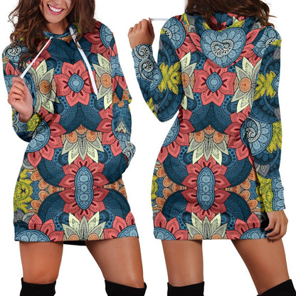Native Tribal Bohemian Pattern Print Hoodie Dress GearFrost