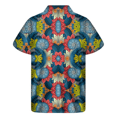 Native Tribal Bohemian Pattern Print Men's Short Sleeve Shirt