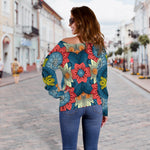 Native Tribal Bohemian Pattern Print Off Shoulder Sweatshirt GearFrost