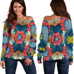 Native Tribal Bohemian Pattern Print Off Shoulder Sweatshirt GearFrost