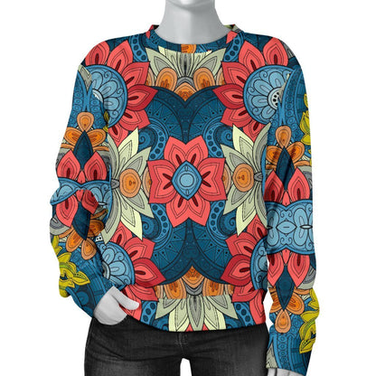 Native Tribal Bohemian Pattern Print Women's Crewneck Sweatshirt GearFrost