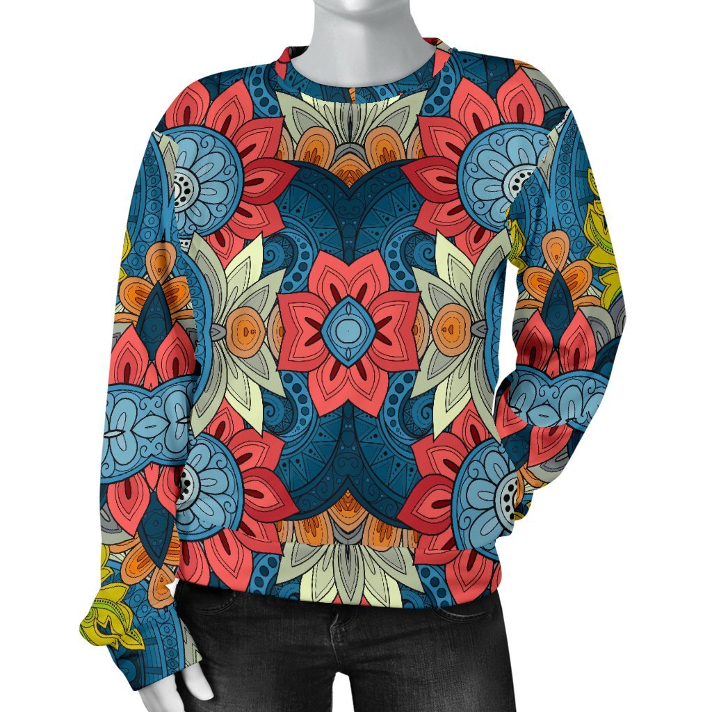 Native Tribal Bohemian Pattern Print Women's Crewneck Sweatshirt GearFrost