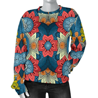 Native Tribal Bohemian Pattern Print Women's Crewneck Sweatshirt GearFrost