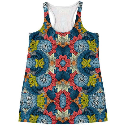 Native Tribal Bohemian Pattern Print Women's Racerback Tank Top