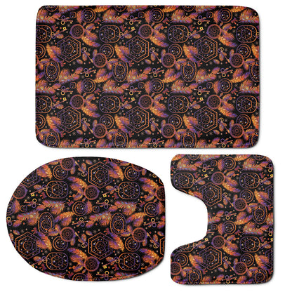 Native Tribal Dream Catcher Print 3 Piece Bath Mat Set