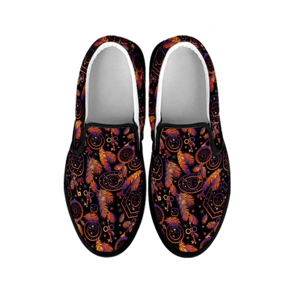 Native Tribal Dream Catcher Print Black Slip On Shoes