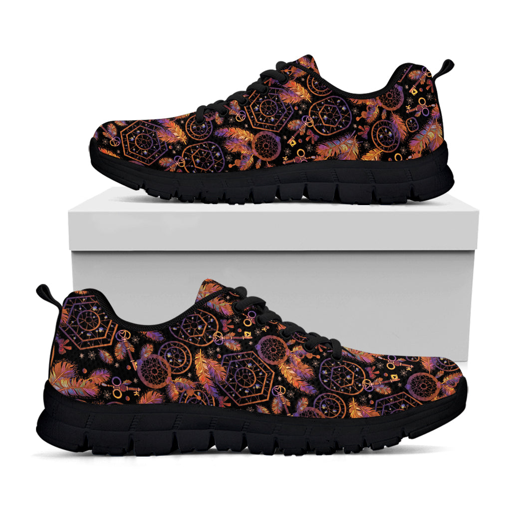 Native Tribal Dream Catcher Print Black Sneakers