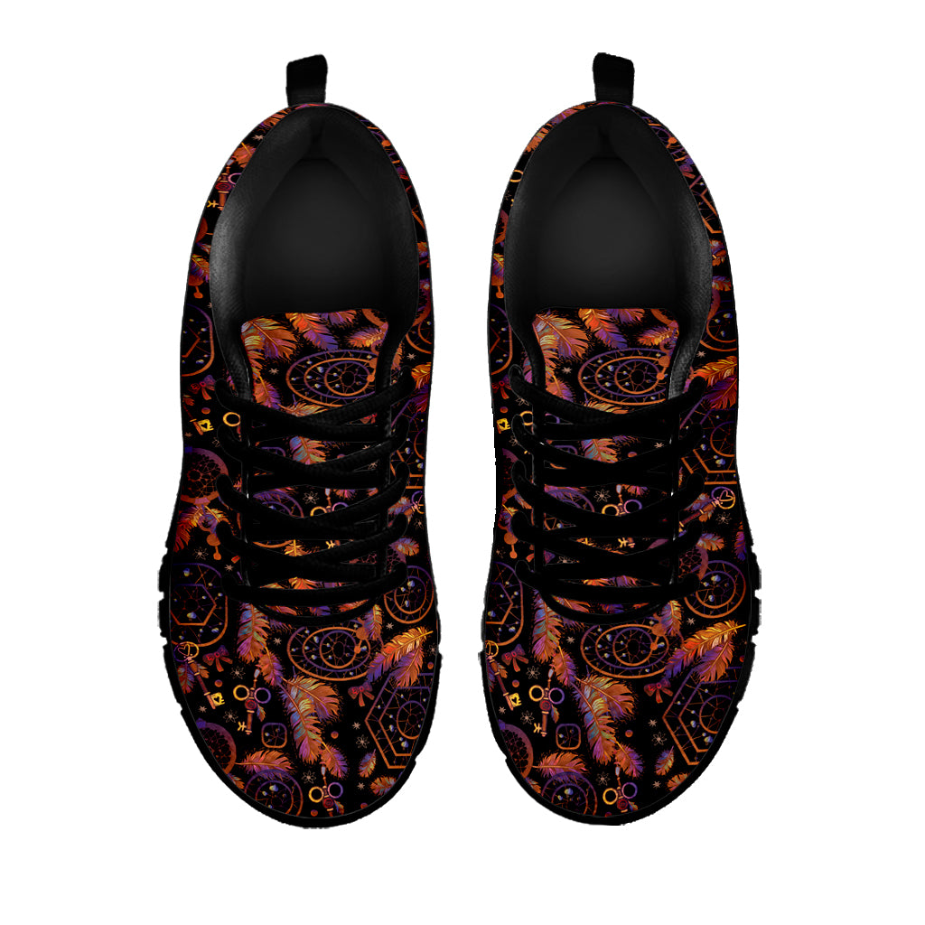 Native Tribal Dream Catcher Print Black Sneakers