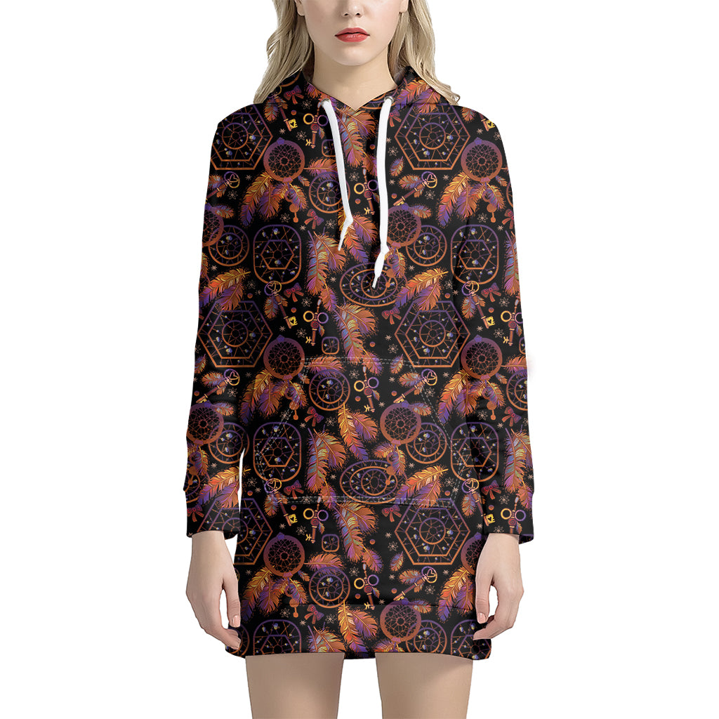 Native Tribal Dream Catcher Print Hoodie Dress