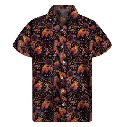 Native Tribal Dream Catcher Print Men's Short Sleeve Shirt