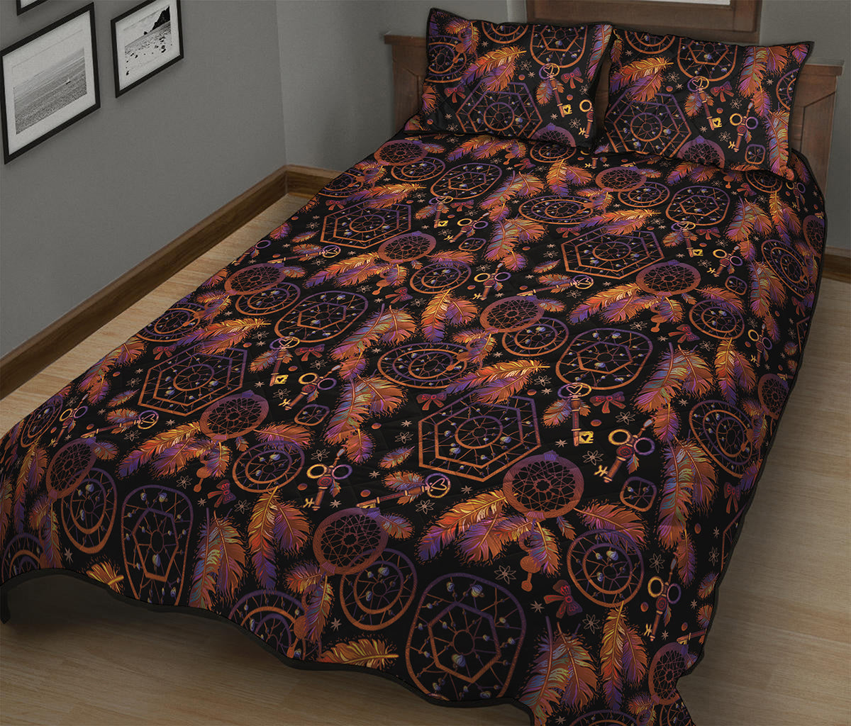 Native Tribal Dream Catcher Print Quilt Bed Set
