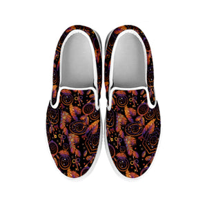 Native Tribal Dream Catcher Print White Slip On Shoes