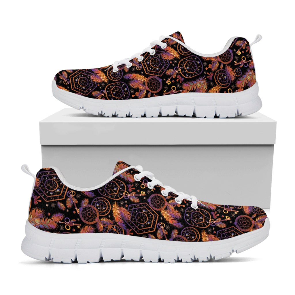 Native Tribal Dream Catcher Print White Sneakers