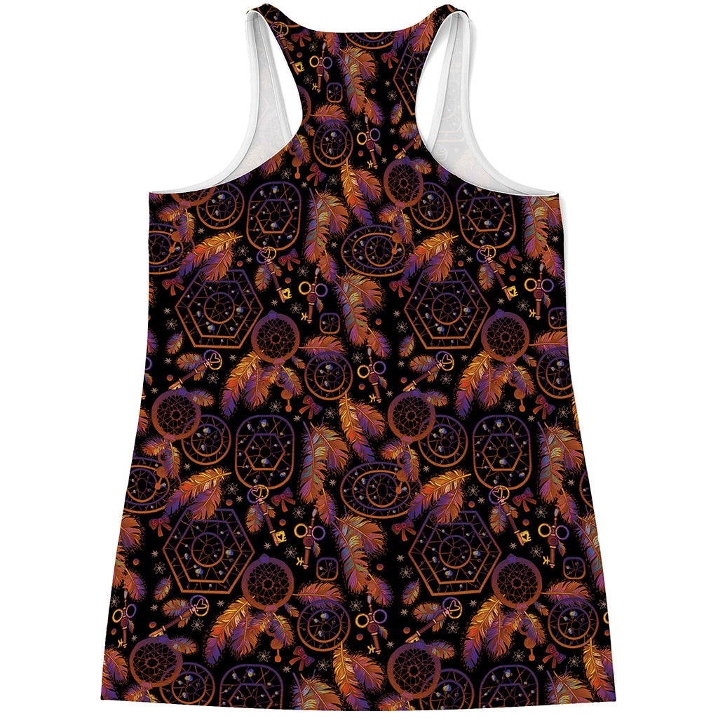 Native Tribal Dream Catcher Print Women's Racerback Tank Top