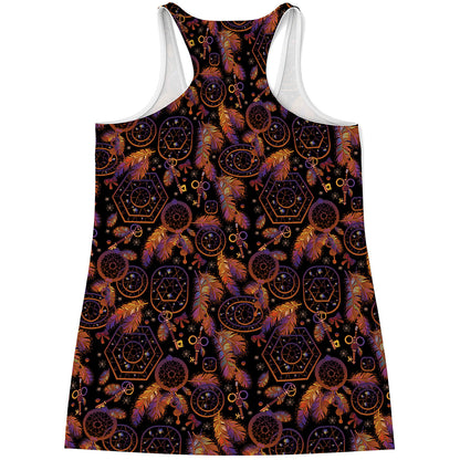 Native Tribal Dream Catcher Print Women's Racerback Tank Top