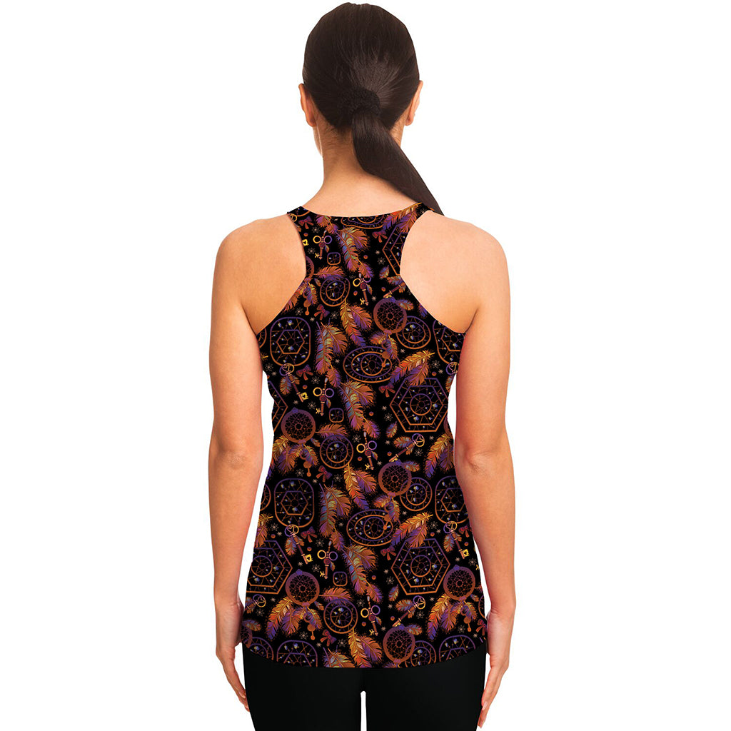 Native Tribal Dream Catcher Print Women's Racerback Tank Top