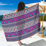 Native Tribal Ethnic Rose Pattern Print Beach Sarong Wrap