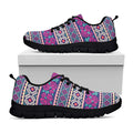 Native Tribal Ethnic Rose Pattern Print Black Running Shoes