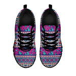 Native Tribal Ethnic Rose Pattern Print Black Sneakers