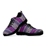 Native Tribal Ethnic Rose Pattern Print Black Sneakers