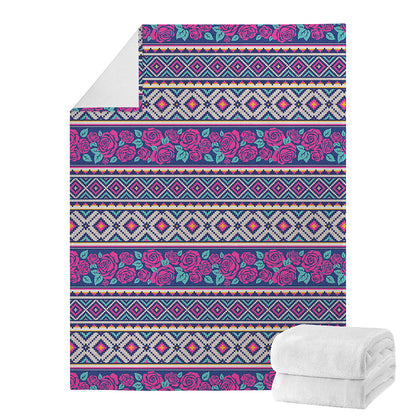 Native Tribal Ethnic Rose Pattern Print Blanket