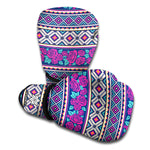 Native Tribal Ethnic Rose Pattern Print Boxing Gloves