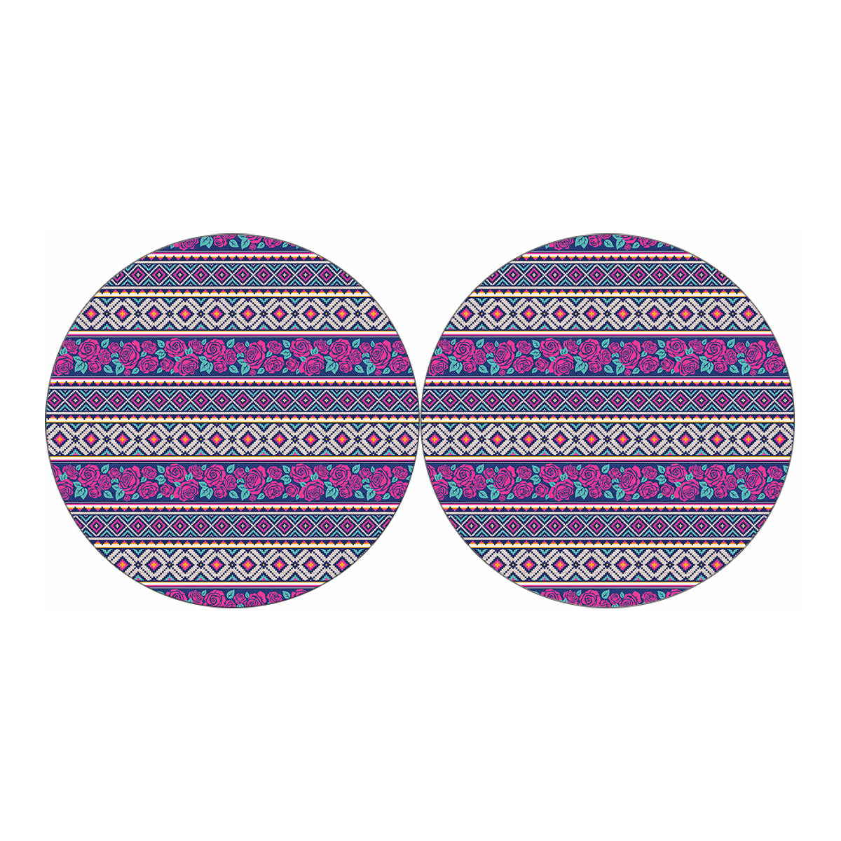 Native Tribal Ethnic Rose Pattern Print Car Coasters