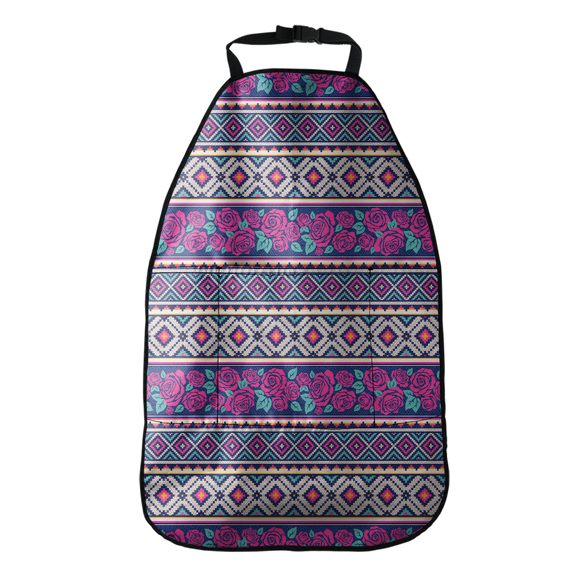 Native Tribal Ethnic Rose Pattern Print Car Seat Organizers