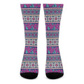 Native Tribal Ethnic Rose Pattern Print Crew Socks