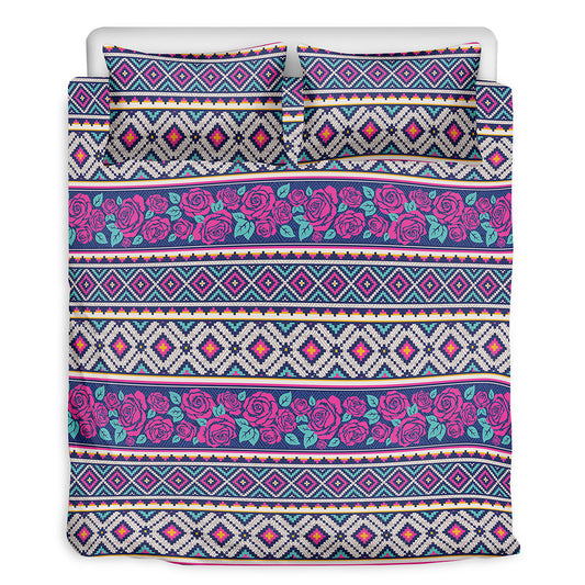 Native Tribal Ethnic Rose Pattern Print Duvet Cover Bedding Set