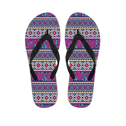 Native Tribal Ethnic Rose Pattern Print Flip Flops