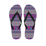 Native Tribal Ethnic Rose Pattern Print Flip Flops
