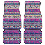 Native Tribal Ethnic Rose Pattern Print Front and Back Car Floor Mats