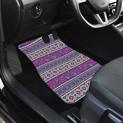 Native Tribal Ethnic Rose Pattern Print Front Car Floor Mats