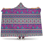 Native Tribal Ethnic Rose Pattern Print Hooded Blanket