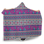 Native Tribal Ethnic Rose Pattern Print Hooded Blanket