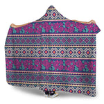 Native Tribal Ethnic Rose Pattern Print Hooded Blanket