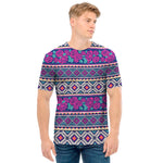 Native Tribal Ethnic Rose Pattern Print Men's T-Shirt