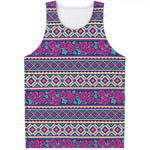 Native Tribal Ethnic Rose Pattern Print Men's Tank Top