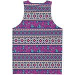 Native Tribal Ethnic Rose Pattern Print Men's Tank Top